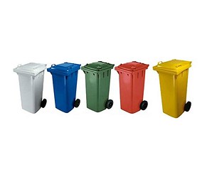  Bidone 120 lt. con cop,ruote e pedale col.